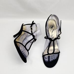 Nina rhinestone leather heel sandals